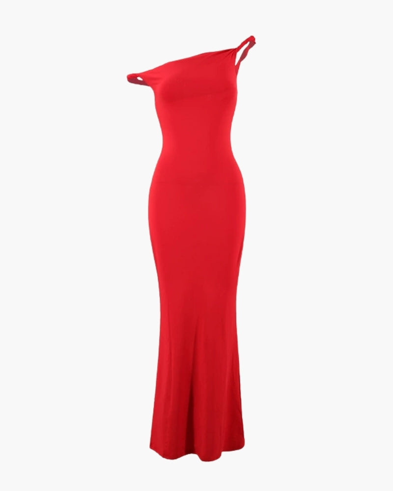 Einschultriges Bodycon Langes Kleid