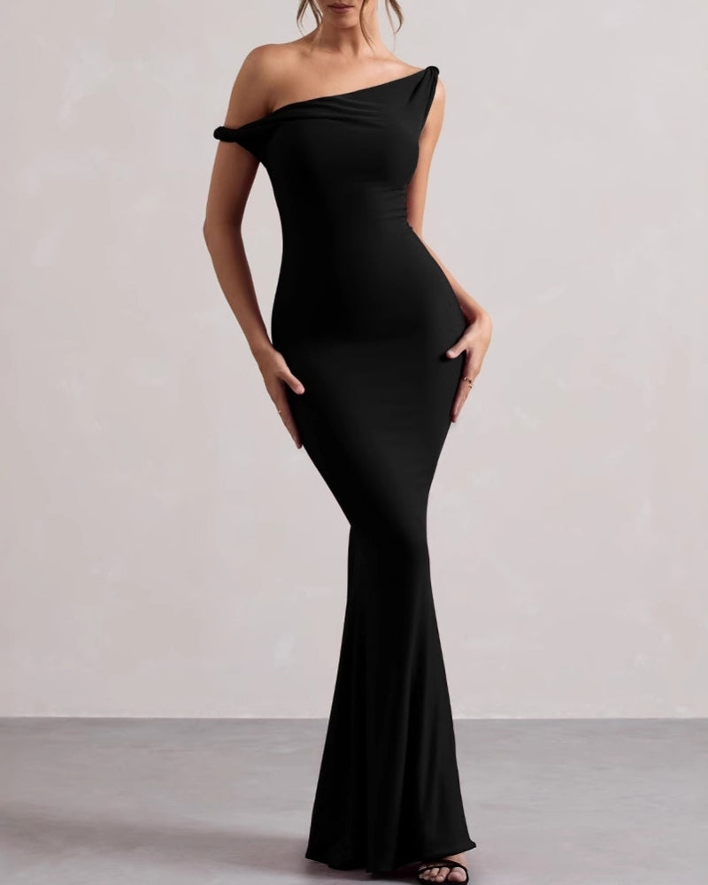 Einschultriges Bodycon Langes Kleid