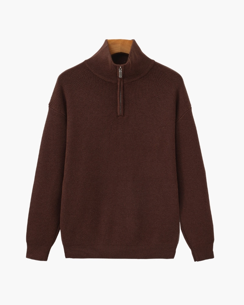 Verfeinerter Halbreißverschluss-Strickpullover