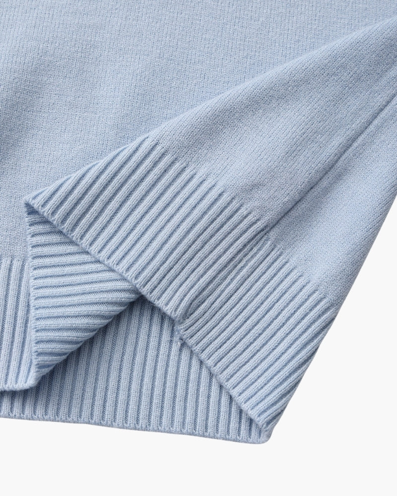 Essenzieller Gerippter Mock-Neck-Pullover