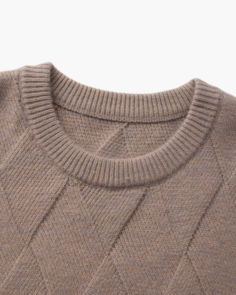Rauten-Strick Rundhals-Pullover