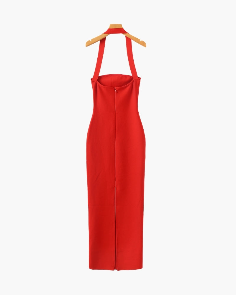 Halterneck Slim-Fit Maxikleid
