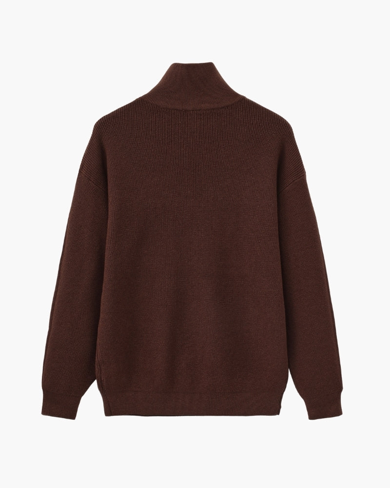 Verfeinerter Halbreißverschluss-Strickpullover
