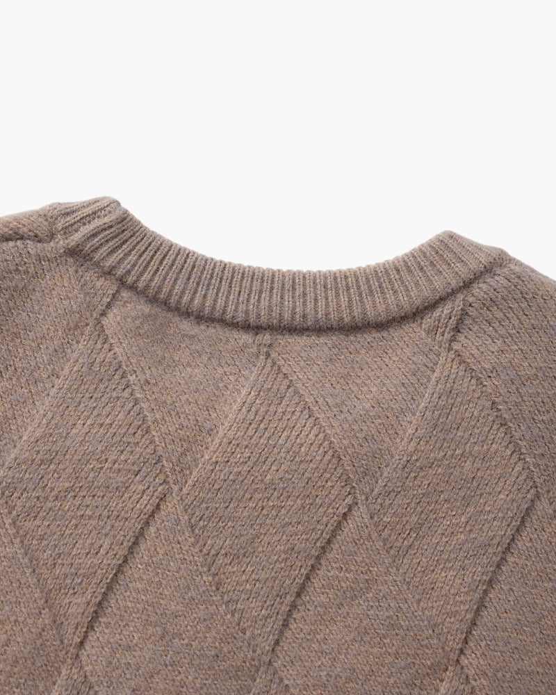Rauten-Strick Rundhals-Pullover