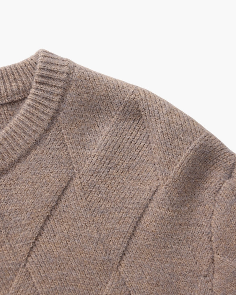 Rauten-Strick Rundhals-Pullover