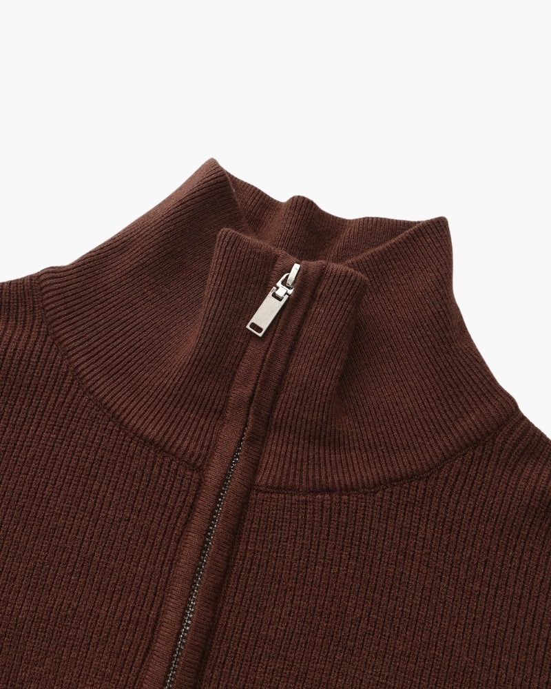 Verfeinerter Halbreißverschluss-Strickpullover