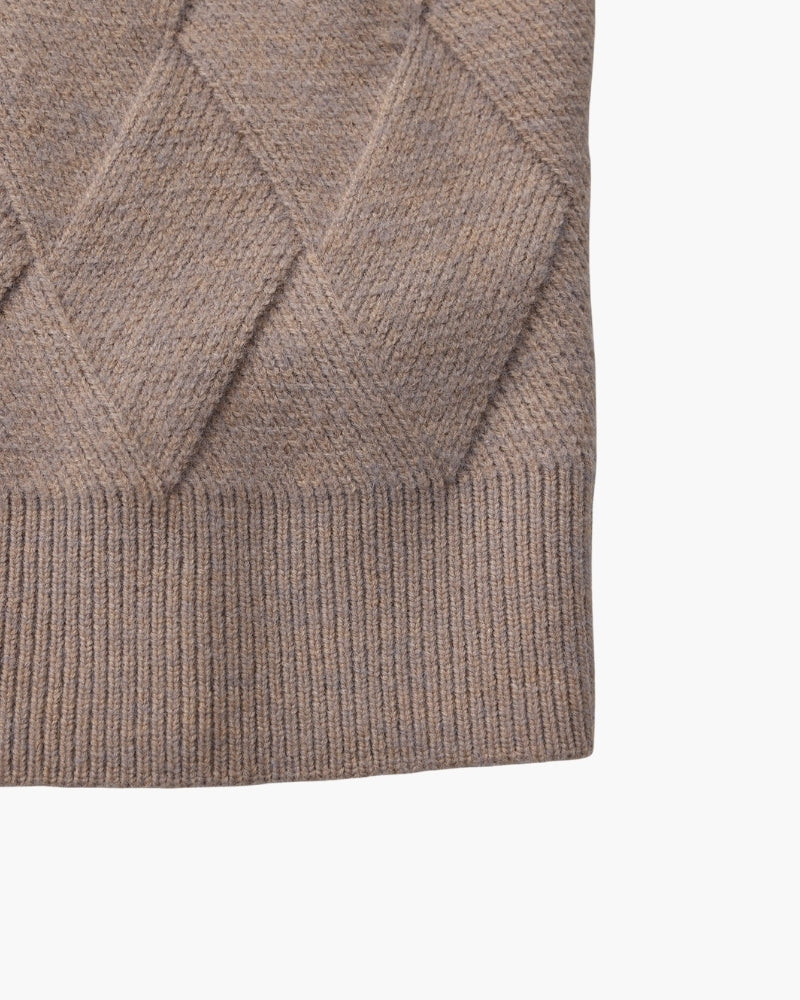 Rauten-Strick Rundhals-Pullover
