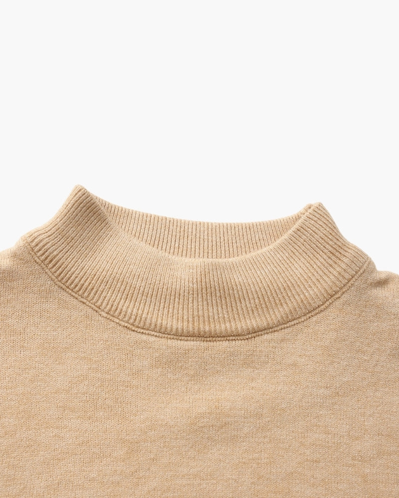 Essenzieller Gerippter Mock-Neck-Pullover