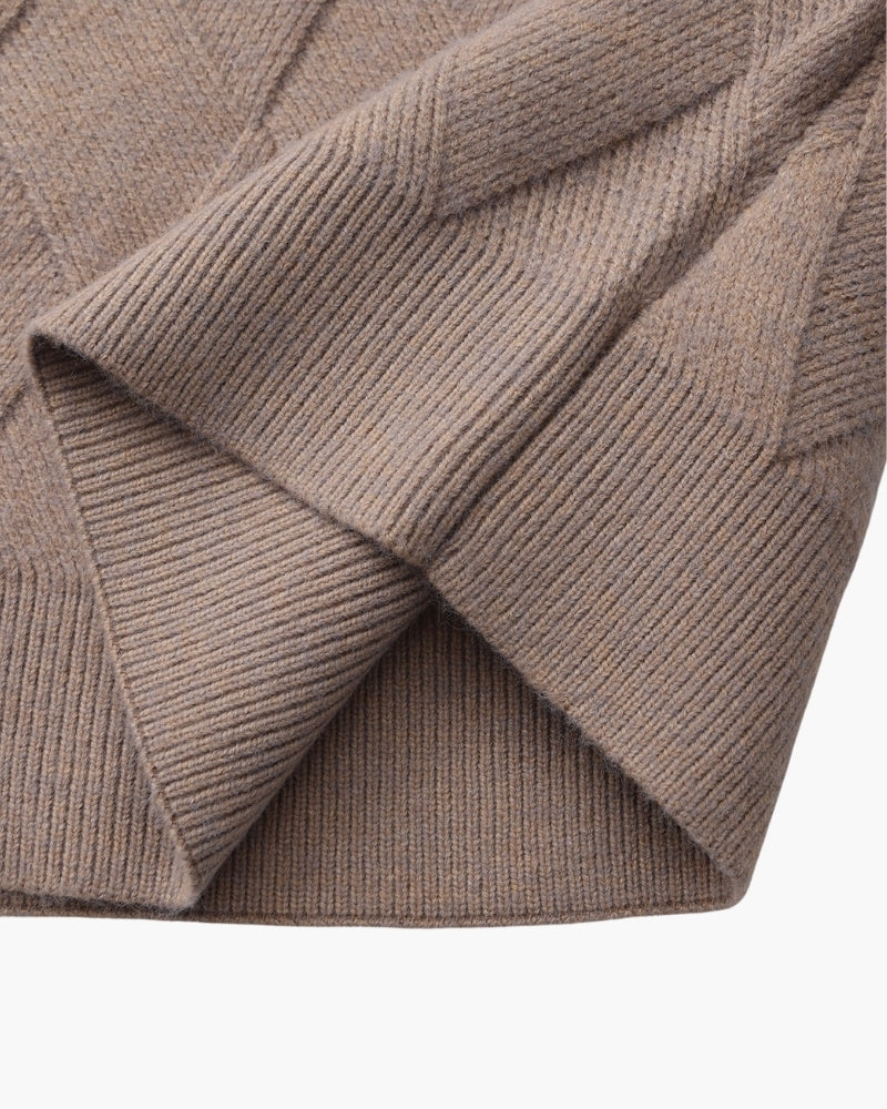 Rauten-Strick Rundhals-Pullover