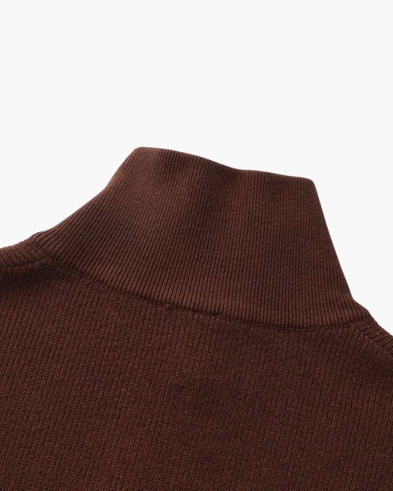 Verfeinerter Halbreißverschluss-Strickpullover