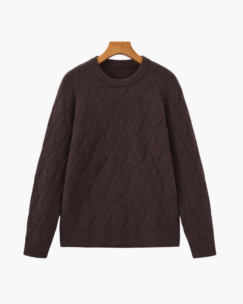 Rauten-Strick Rundhals-Pullover