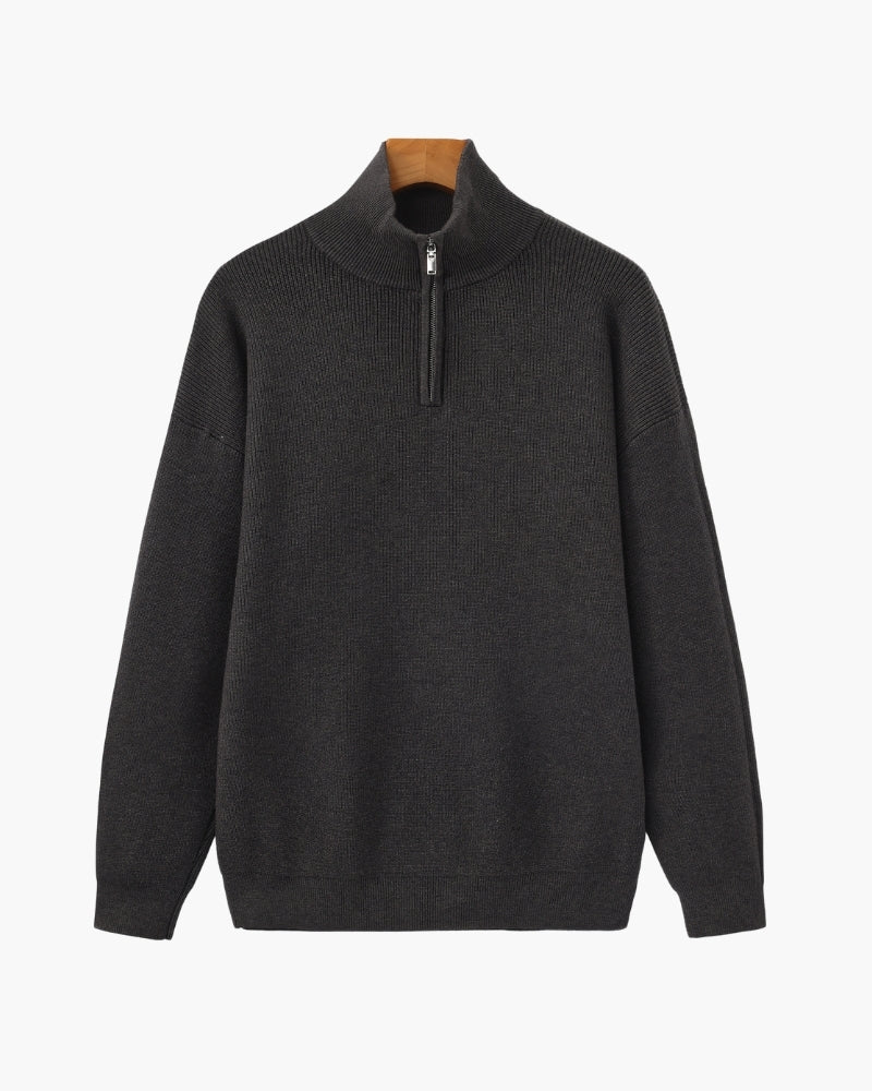 Verfeinerter Halbreißverschluss-Strickpullover