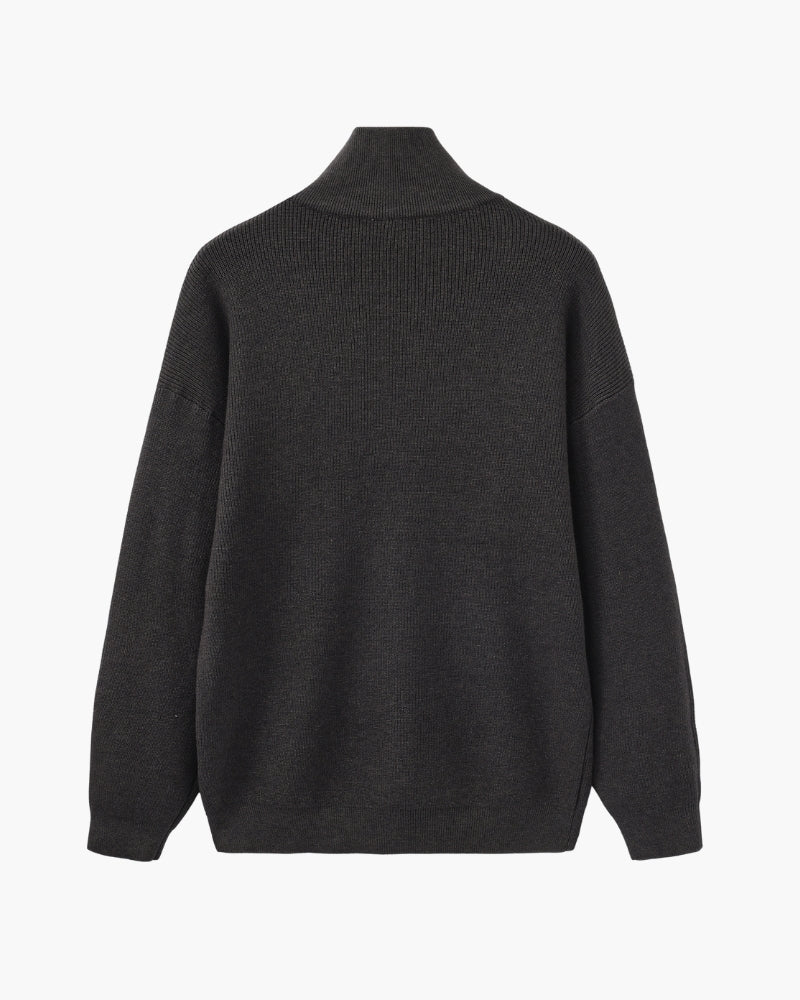 Verfeinerter Halbreißverschluss-Strickpullover