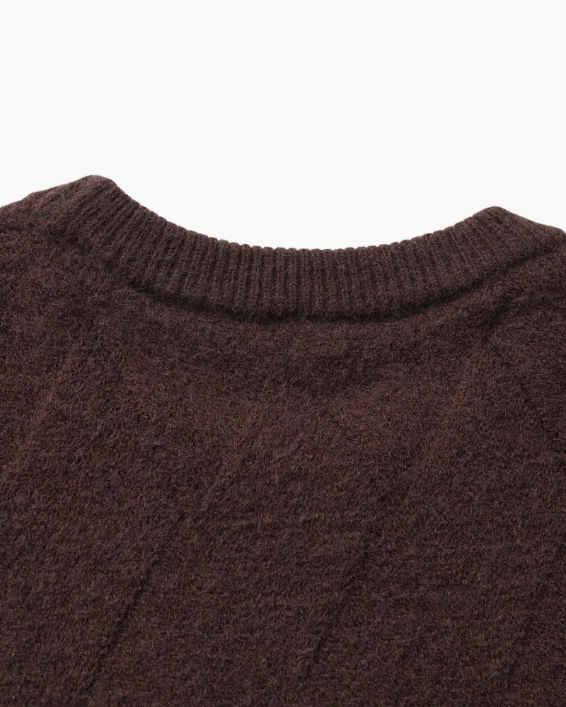 Rauten-Strick Rundhals-Pullover