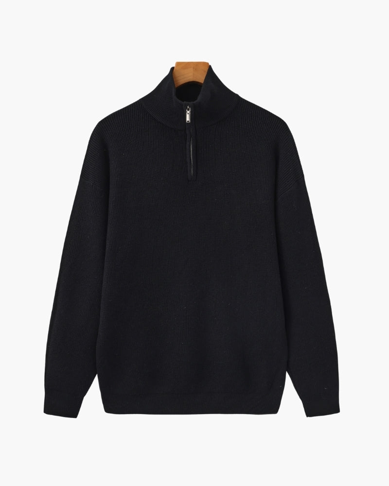 Verfeinerter Halbreißverschluss-Strickpullover