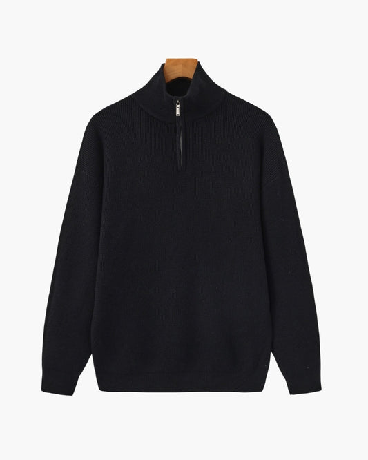 Verfeinerter Halbreißverschluss-Strickpullover