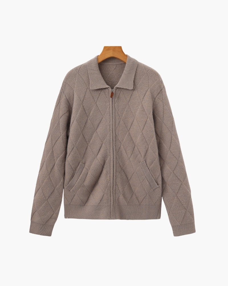 Heritage Rauten-Strick Reißverschluss-Cardigan