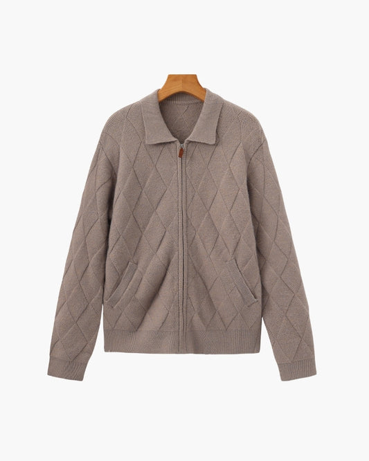 Heritage Rauten-Strick Reißverschluss-Cardigan