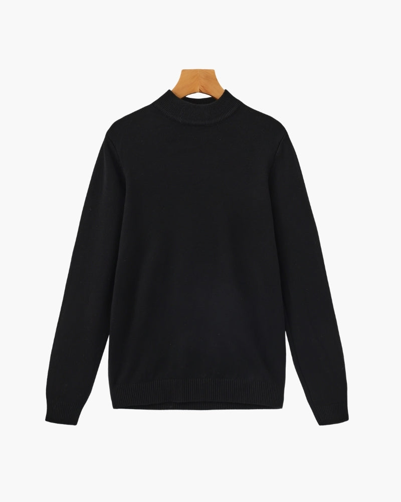 Essenzieller Gerippter Mock-Neck-Pullover
