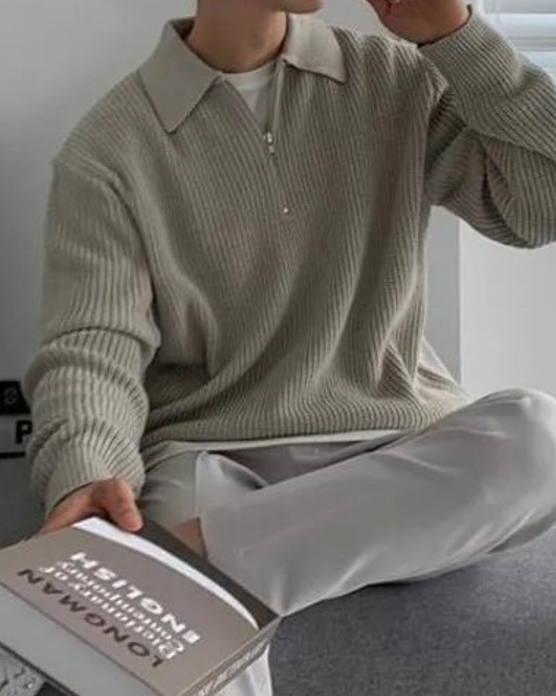 Cesare Pullover mit Halbreißverschluss