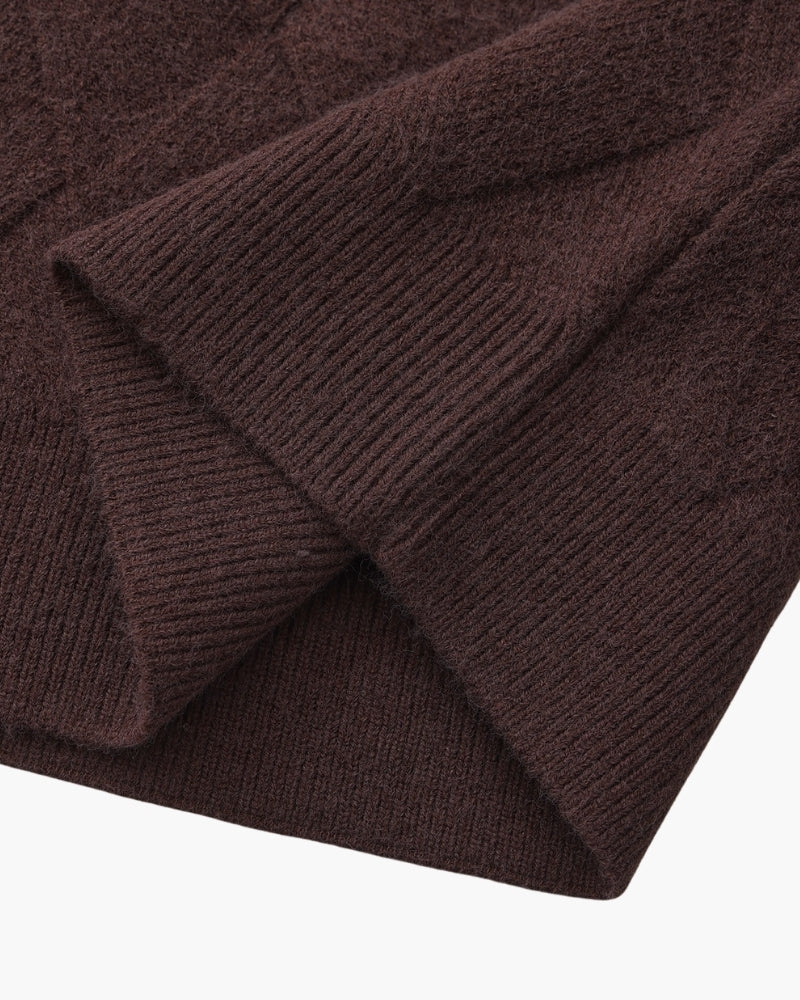 Rauten-Strick Rundhals-Pullover