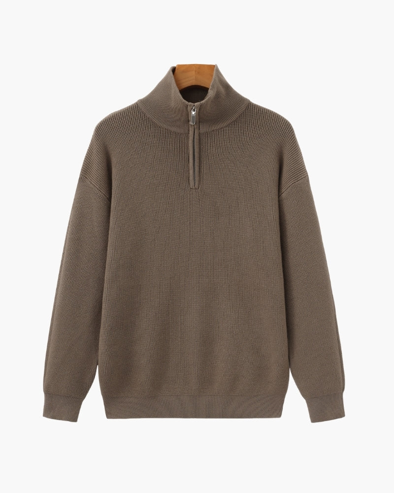 Verfeinerter Halbreißverschluss-Strickpullover