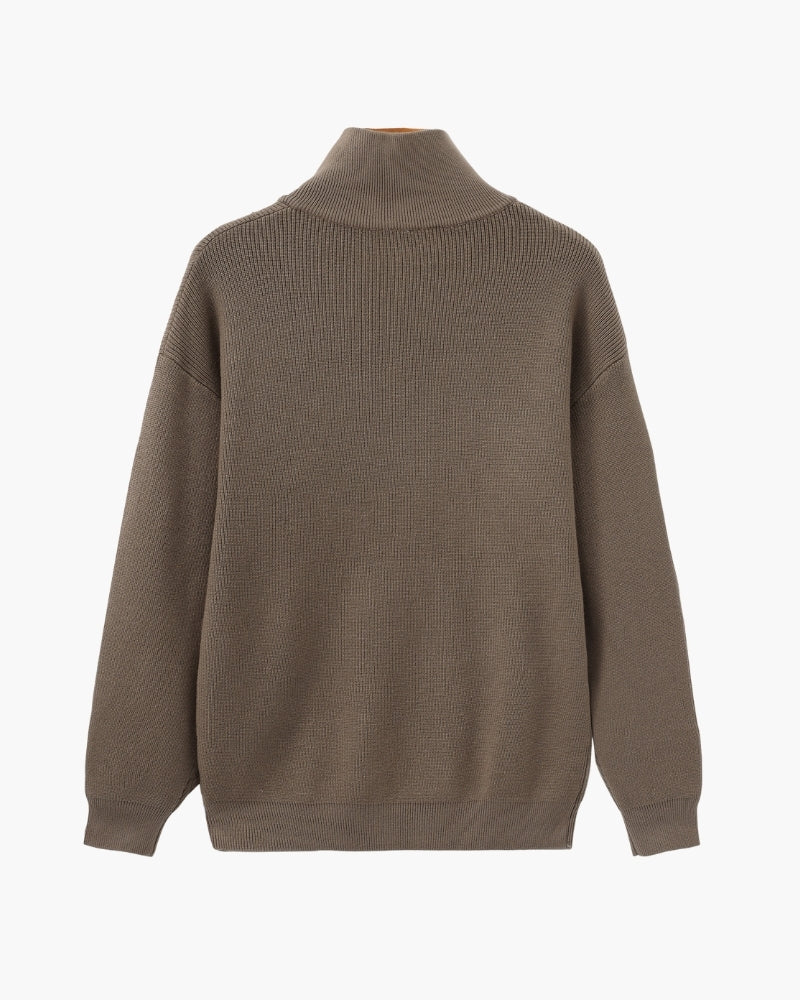 Verfeinerter Halbreißverschluss-Strickpullover