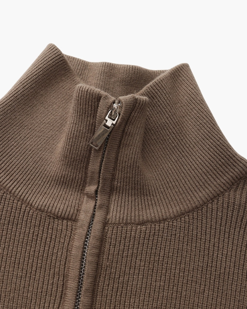 Verfeinerter Halbreißverschluss-Strickpullover