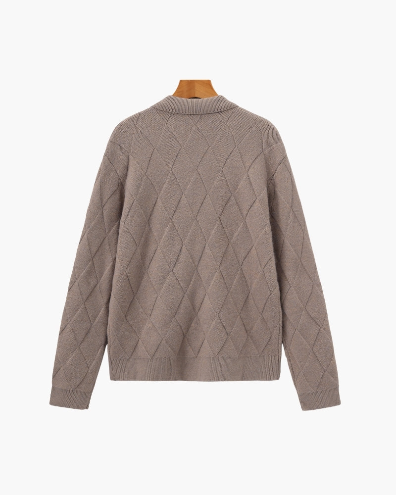 Heritage Rauten-Strick Reißverschluss-Cardigan