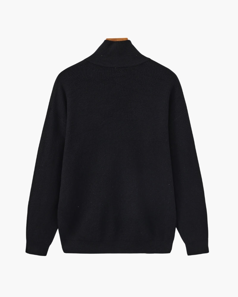 Verfeinerter Halbreißverschluss-Strickpullover
