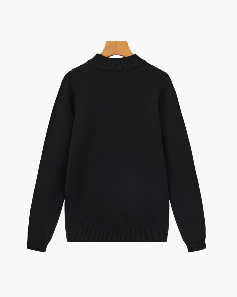 Essenzieller Gerippter Mock-Neck-Pullover