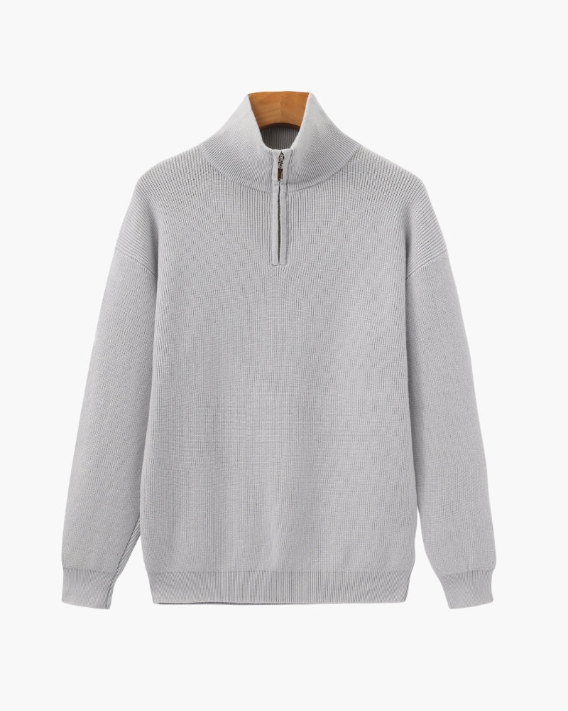 Verfeinerter Halbreißverschluss-Strickpullover