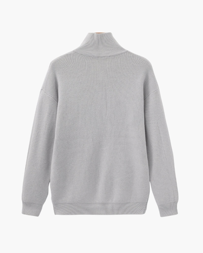Verfeinerter Halbreißverschluss-Strickpullover