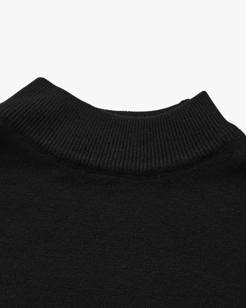 Essenzieller Gerippter Mock-Neck-Pullover