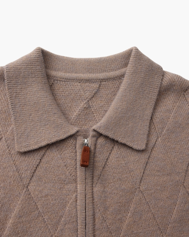 Heritage Rauten-Strick Reißverschluss-Cardigan
