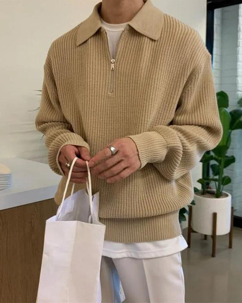 Cesare Pullover mit Halbreißverschluss