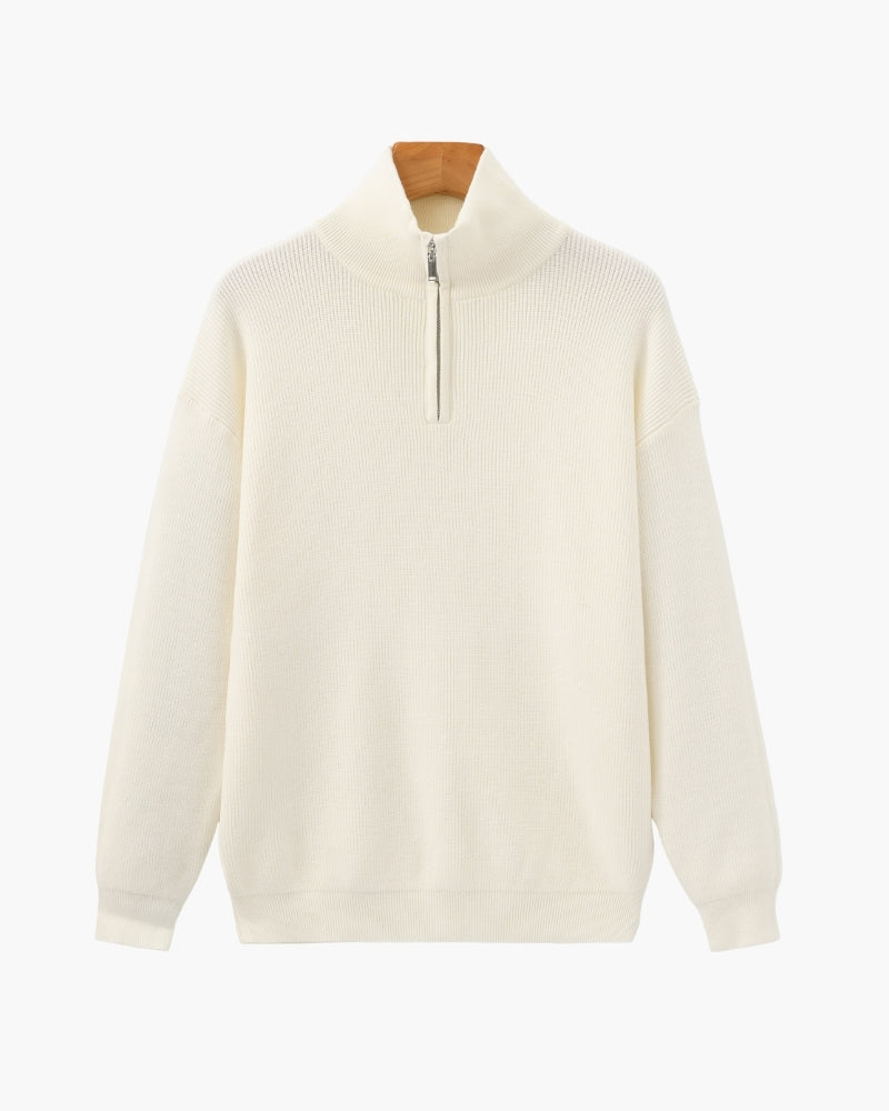 Verfeinerter Halbreißverschluss-Strickpullover