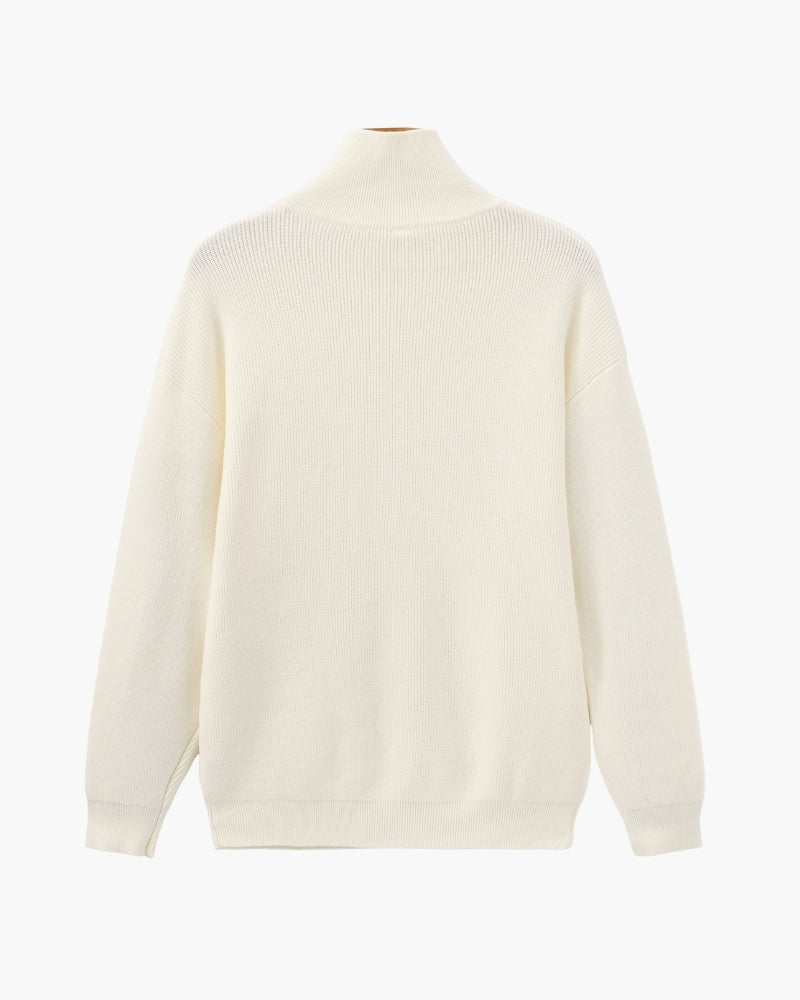 Verfeinerter Halbreißverschluss-Strickpullover