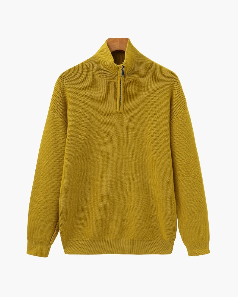 Verfeinerter Halbreißverschluss-Strickpullover