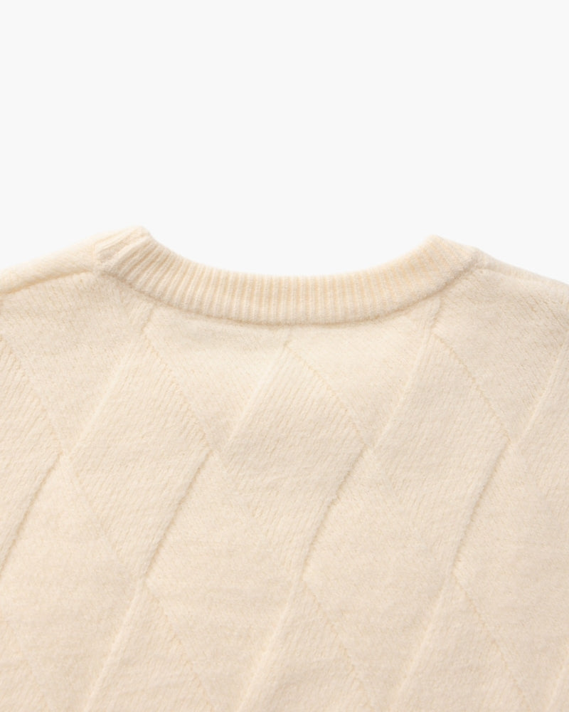 Rauten-Strick Rundhals-Pullover