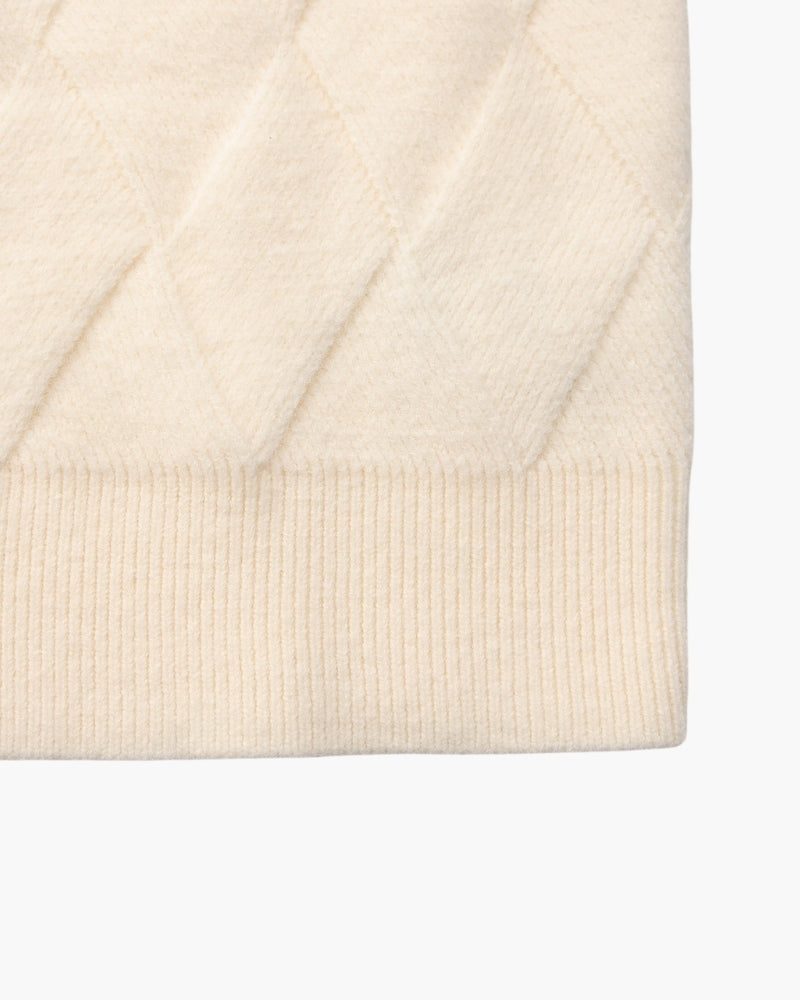 Rauten-Strick Rundhals-Pullover