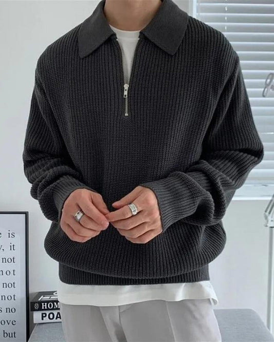 Cesare Pullover mit Halbreißverschluss