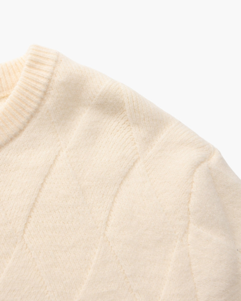 Rauten-Strick Rundhals-Pullover