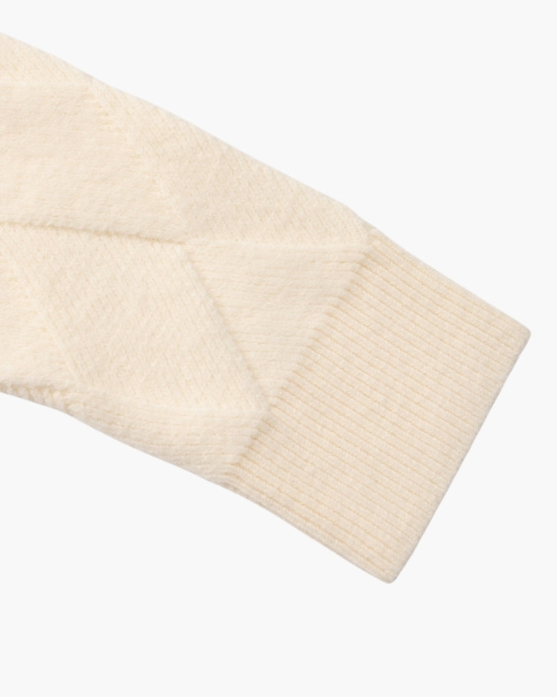 Rauten-Strick Rundhals-Pullover