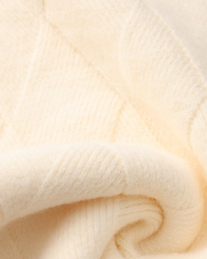 Rauten-Strick Rundhals-Pullover