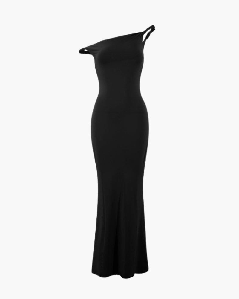 Einschultriges Bodycon Langes Kleid