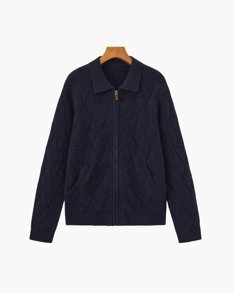 Heritage Rauten-Strick Reißverschluss-Cardigan