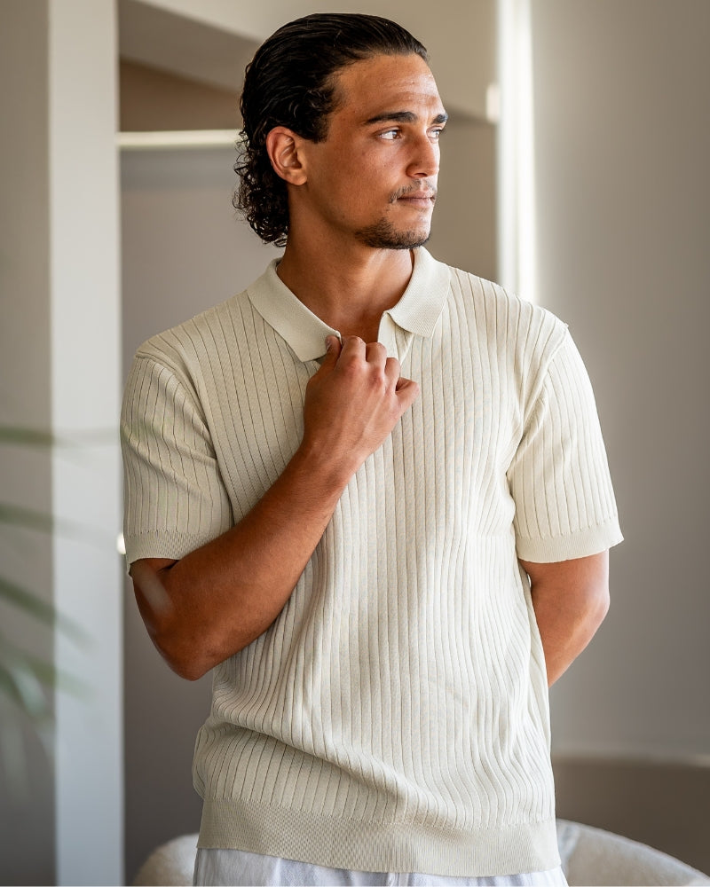 Premium Geripptes Polo