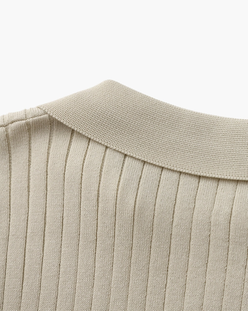 Premium Geripptes Polo