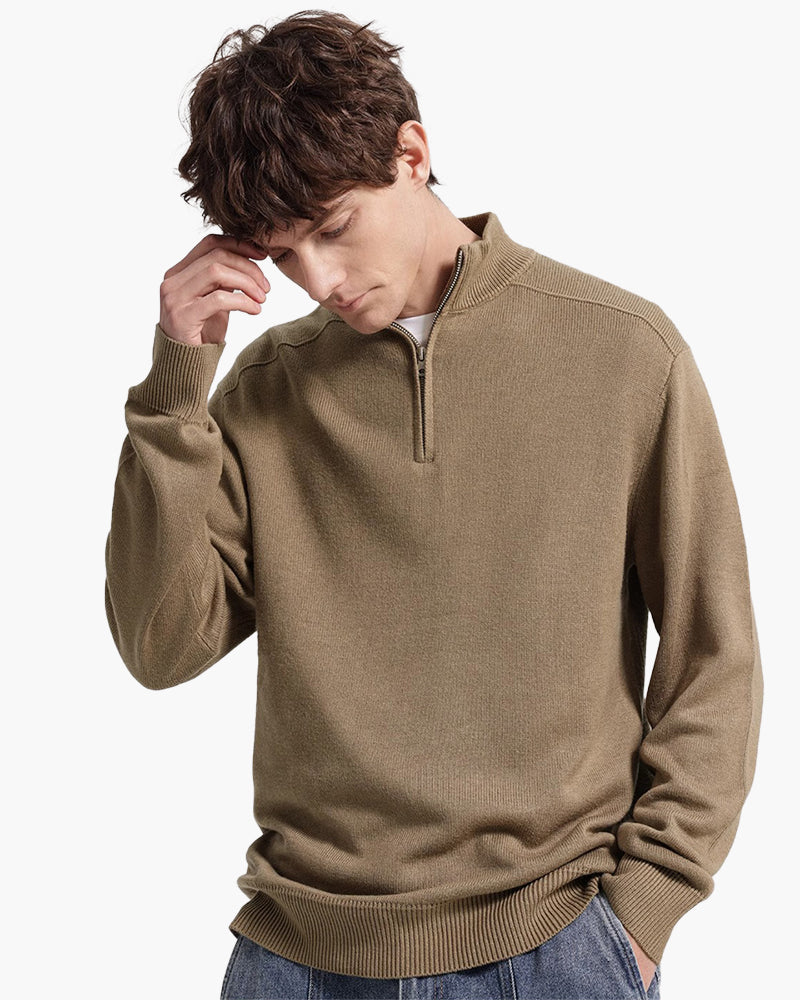 100% Merino Wolle Pullover mit Reißverschluss